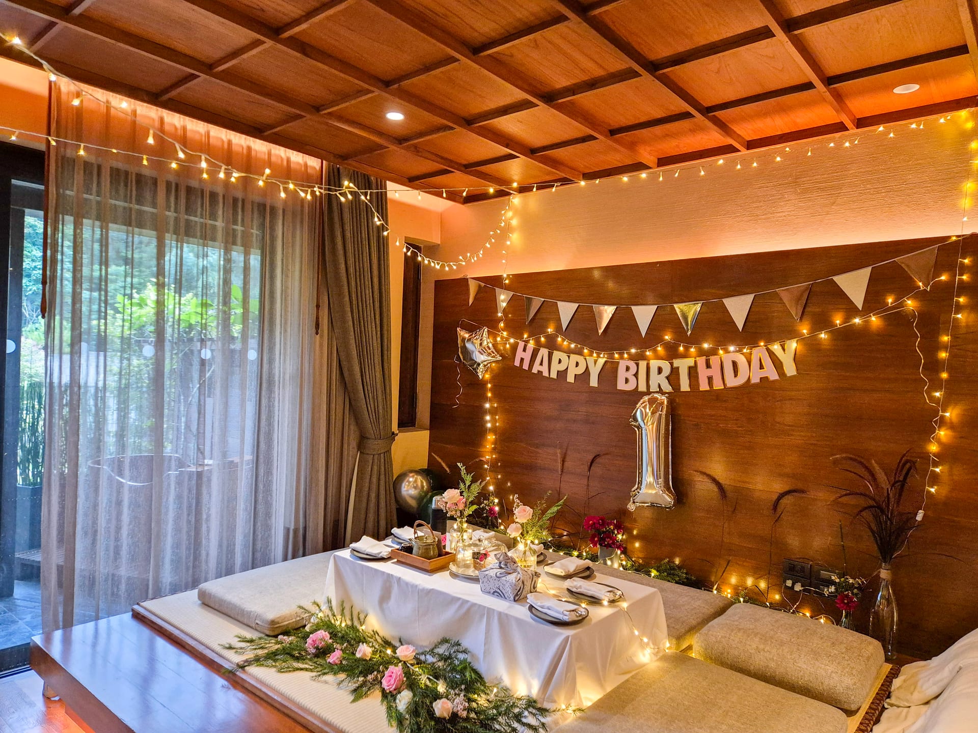Birthday decoration in the room at Onsen @ Moncham