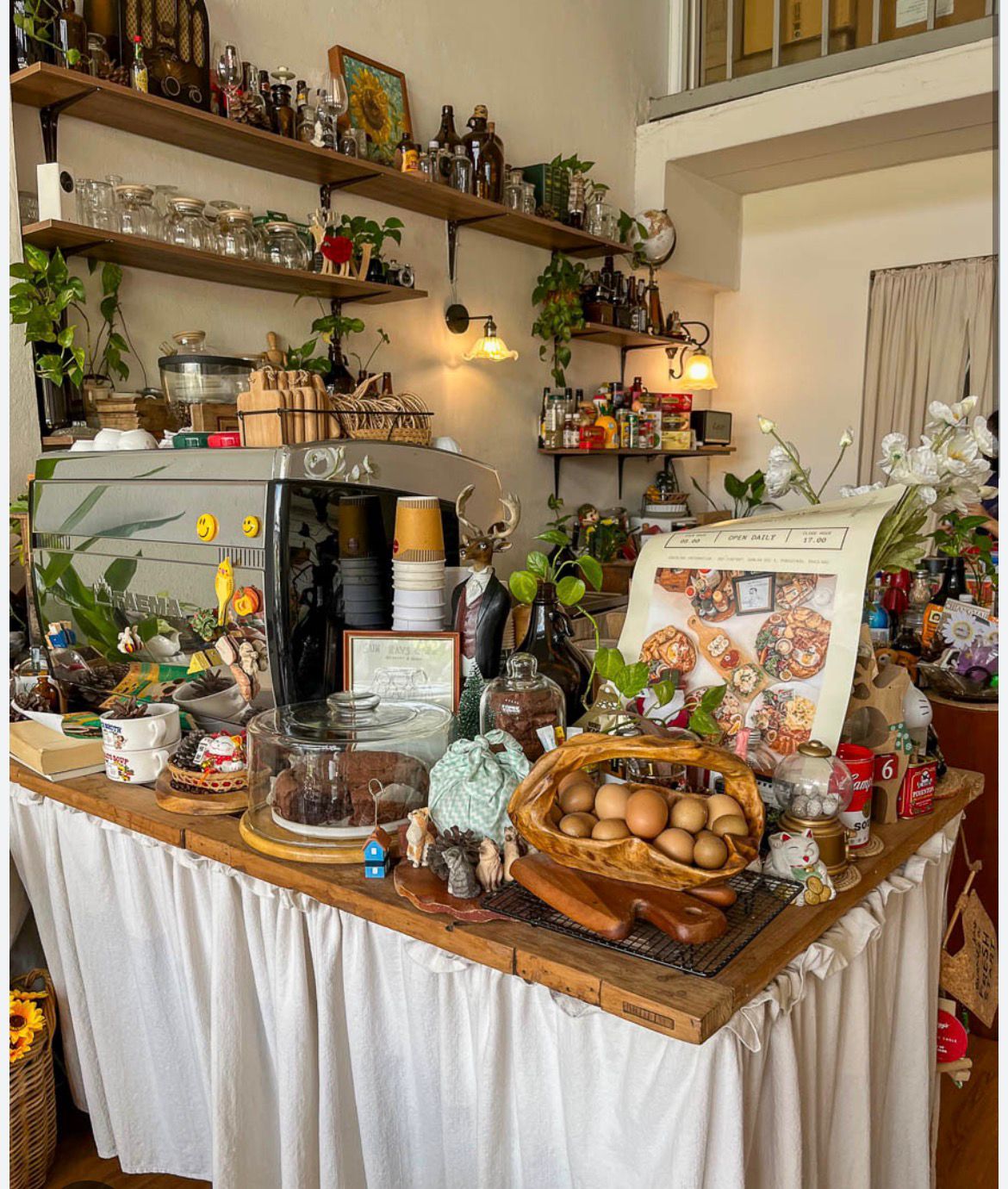 Sunrays Café cozy interior with coffee bar and pastries in Chiang Mai
